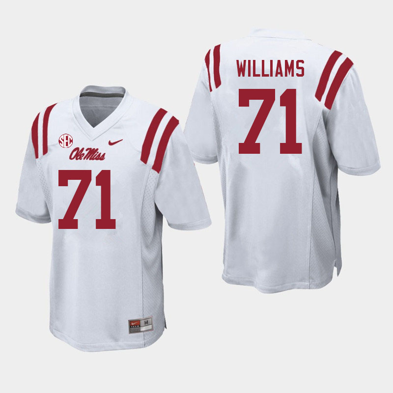 Men #71 Jayden Williams Ole Miss Rebels College Football Jerseys Sale-White